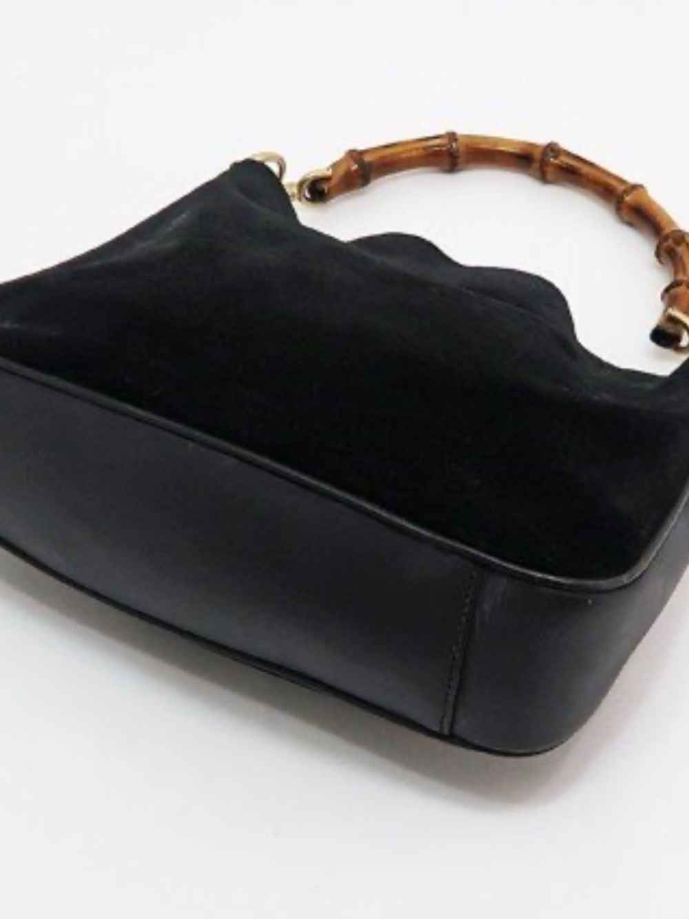 Gucci Leather and Suede Black Bag with Bamboo Handle - Picture 2 of 11